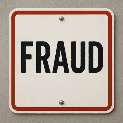 a sign that read fraud