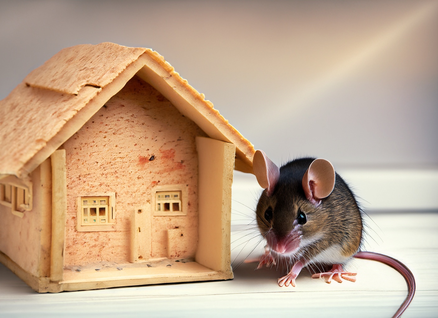 Mouse next to a house