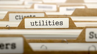 Utilities Concept. Word on Folder Register of Card Index. Selective Focus.
